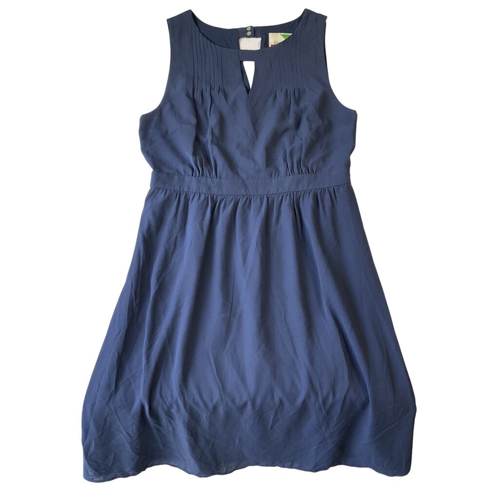 Fervour Women Midi Dress Size M/L Navy Fit & Flare Button Sleeveless Lined
